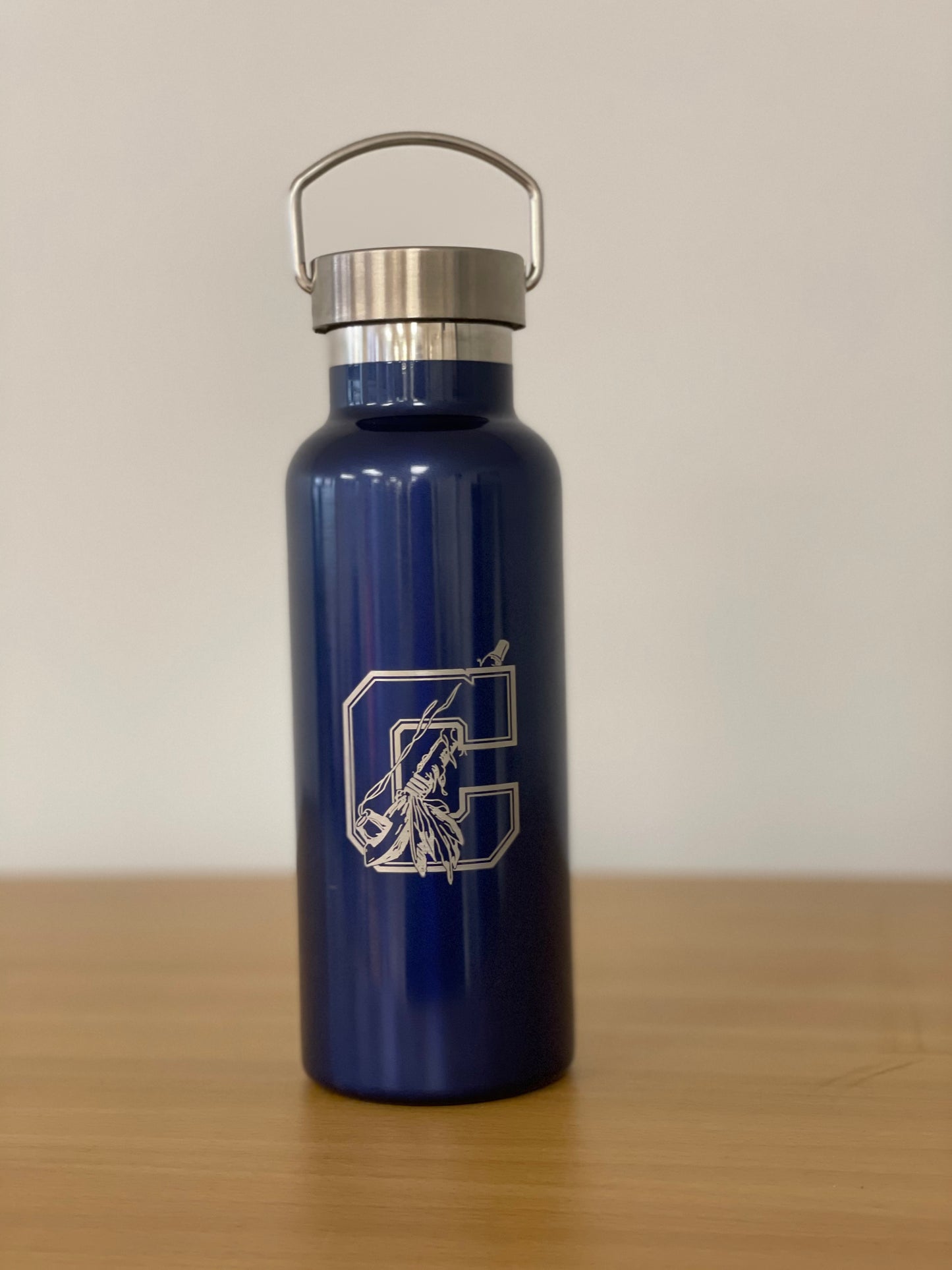 Copper Kings Blue Laser Engraved Water Bottle